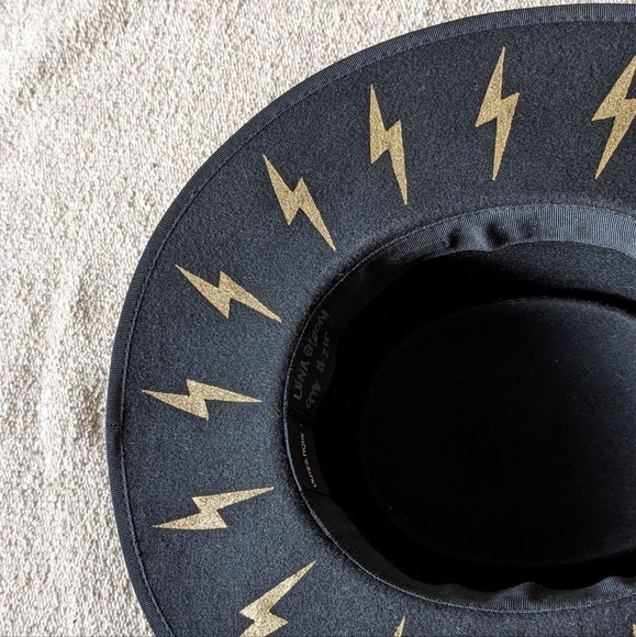 Luna Blum x Olive & Pique OOAK Hand Painted Lightning Bolt Wool Black Hat - Picture 4 of 16